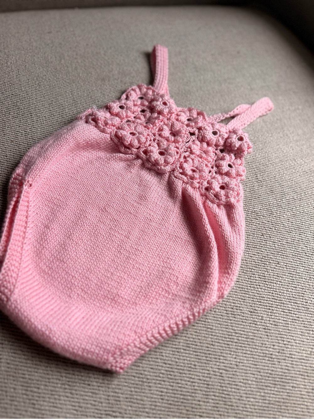 Pink Crochet Floral Knit Baby Romper - Kids Accessories